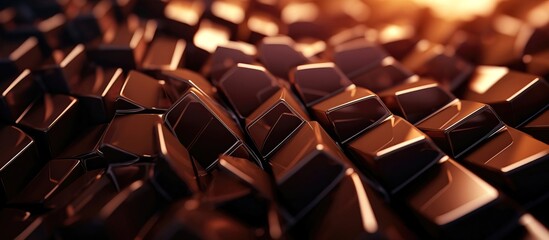 abstract geometric shapes in gold color with depth of field