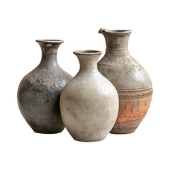 Levantine Pottery Water Jugs Isolated on Transparent Background