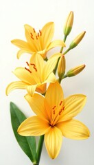 Isolated yellow apricot flowers against a white, texture, soft