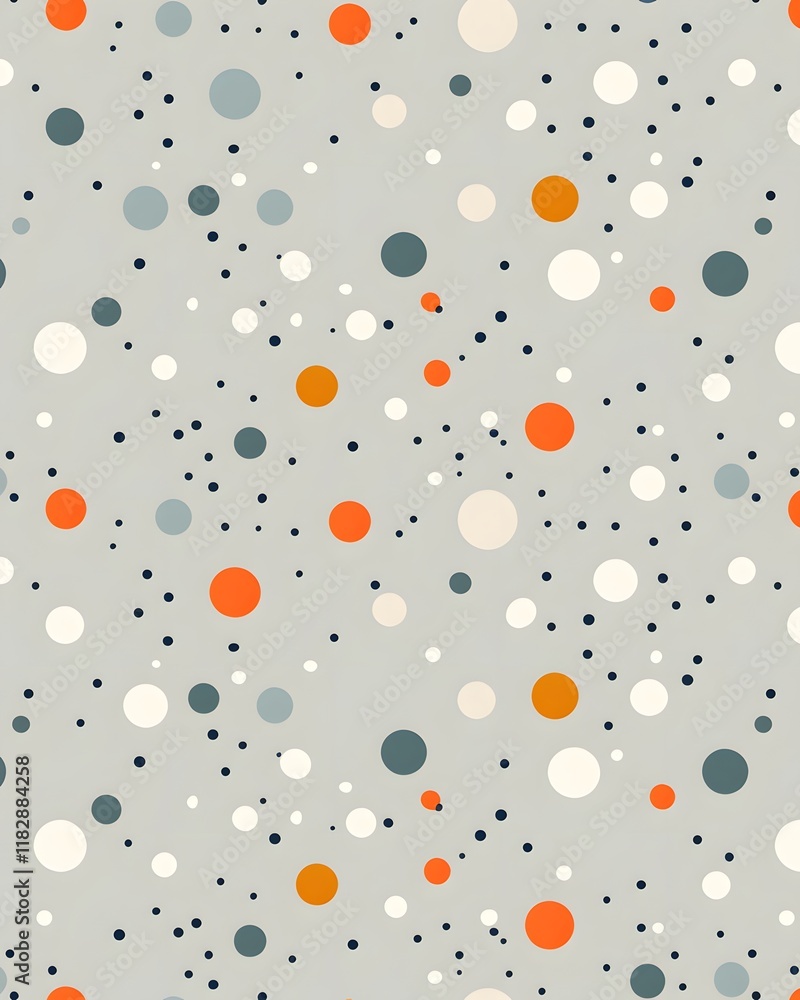 Poster seamless pattern of multi-sized circles on light grey background