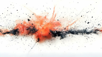 Orange and Black Explosion Creates Dynamic Abstract Visual on White Background