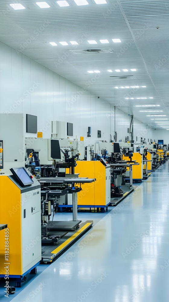 Aufkleber modern factory interior shows automated machinery operating efficiently in a clean environment.