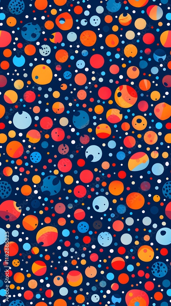 Poster seamless pattern of variously sized and colored circles