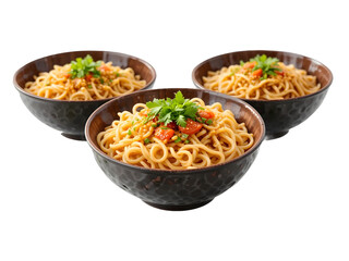 Bowls with noodles isolated on transparent background 