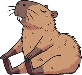 Cute capybara doing stretching cartoon illustration © Piko