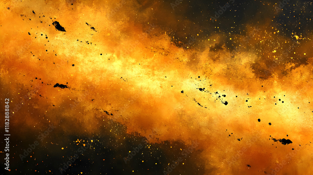 Poster abstract golden texture background with dark specks and a soft glow