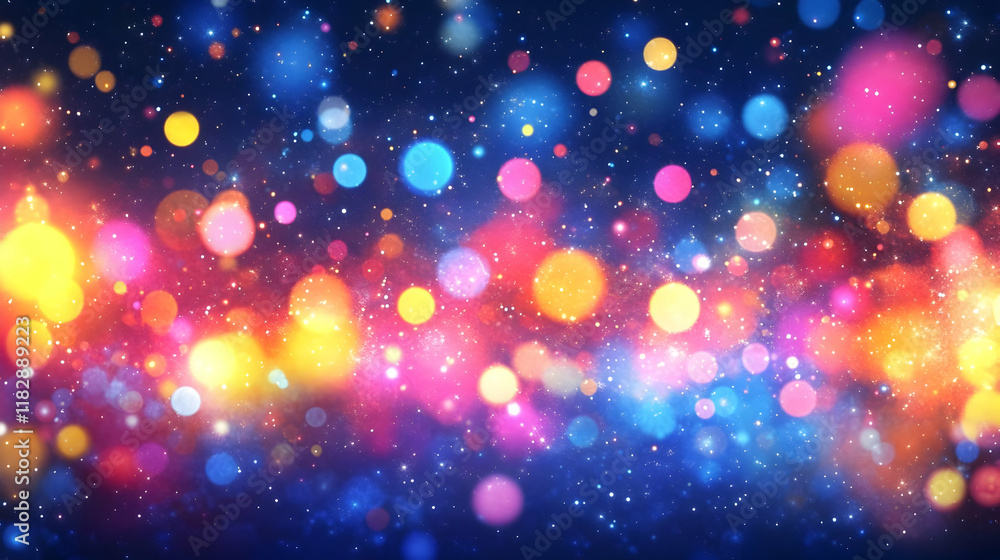 Aufkleber abstract background with colorful bokeh lights and sparkles creates a festive and celebratory mood.