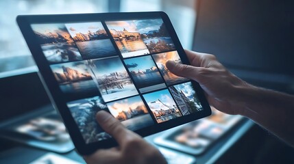 Browsing Travel Photography on Tablet