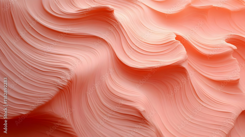 Poster abstract 3d render of smooth coral wavy surface with soft lighting