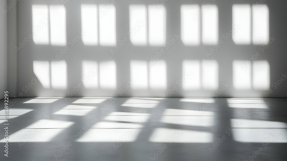 Aufkleber bright window light casts shadows on wall and floor creates an abstract pattern within a minimalist 