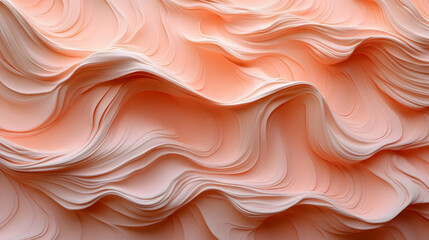 Abstract 3D Peach Wavy Background Forms Soft, Flowing, Curving Lines in Gentle Motion