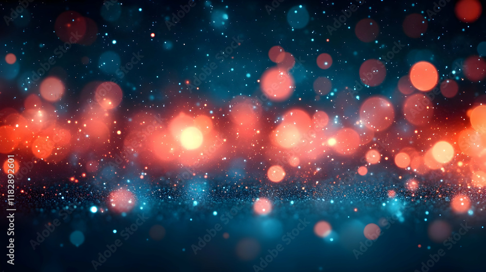 Poster abstract background shows colorful bokeh lights and glitter effect elegantly.