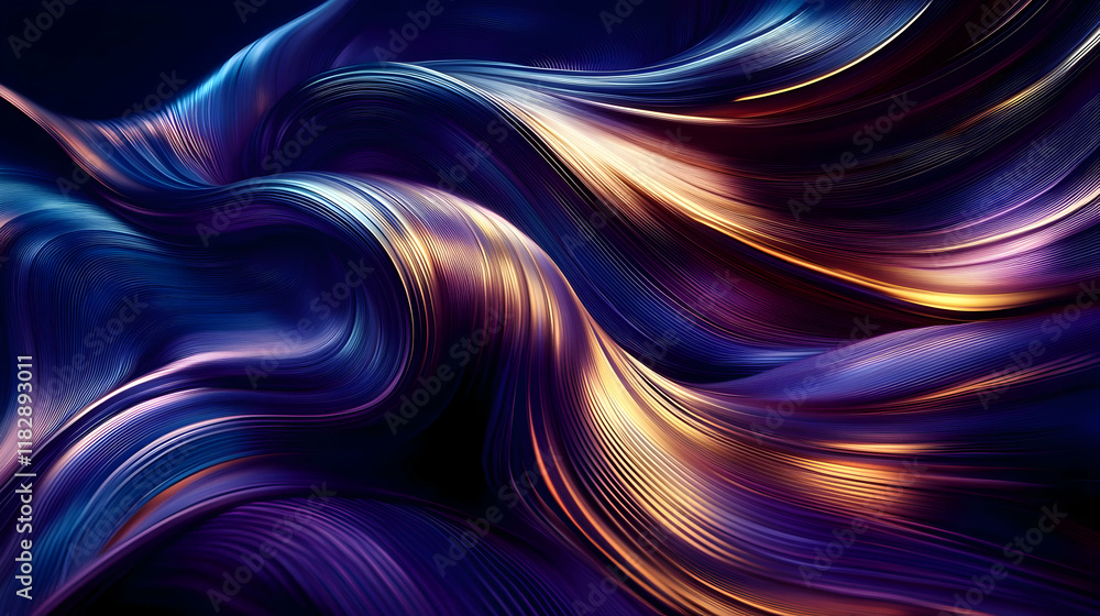 Poster abstract 3d rendered image of flowing, swirling, and dynamic forms with a smooth finish