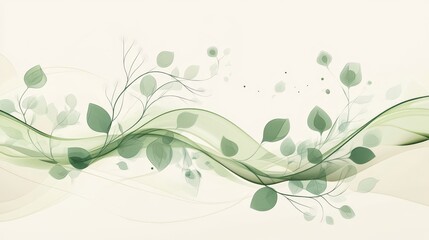 Elegant Green Leaf Background with Soft Flowing Lines and Shapes