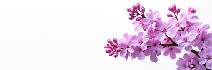 Lilac flowers swaying in the breeze against a white backdrop, wind, natural