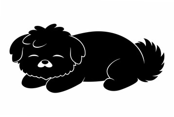  dog sleeping black silhouette vector