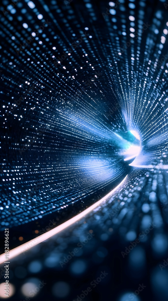 Poster abstract blue tunnel lights streaking creates a dazzling visual with bokeh effect