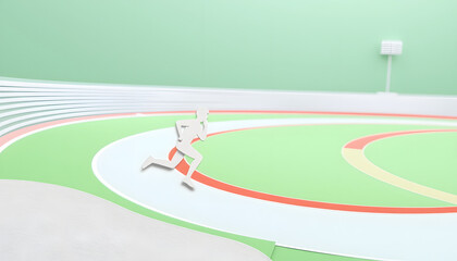 Running track, Paper Cutout style. isolated with white highlights