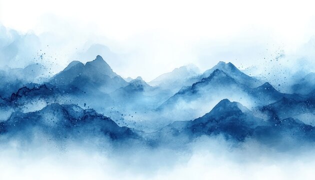 Grunge Blue Texture Background with Photocopy Detail and Abstract Watercolor Effect