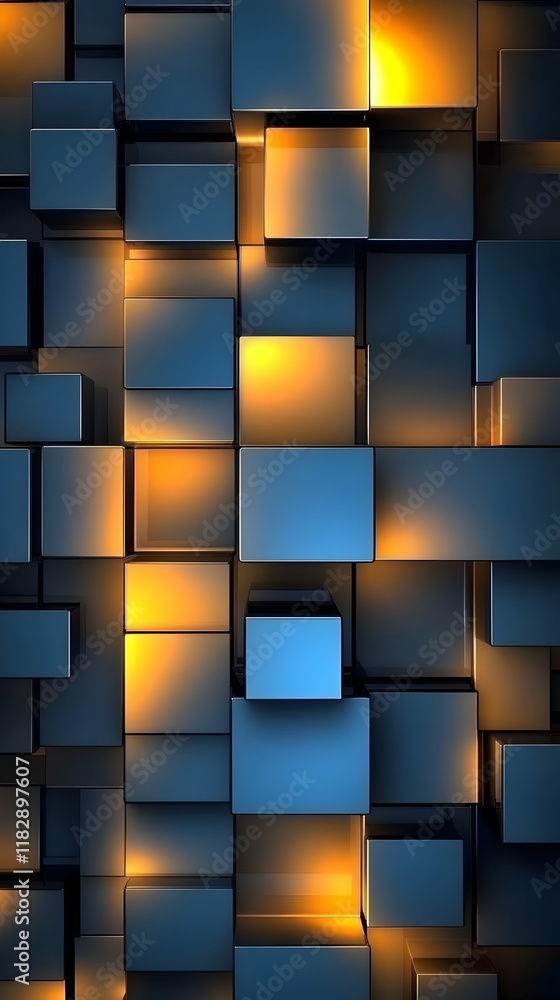 Aufkleber 3d abstract background with glowing rectangles creates modern and futuristic design.