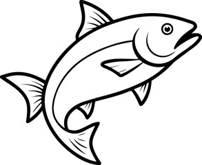 Black Line art of a fish - Vector Illustration