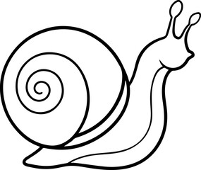 Black Line art of a Snail - Vector Illustration