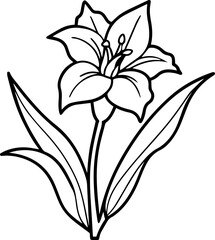 Black Line art of a Dogwood Flower - Vector Illustration