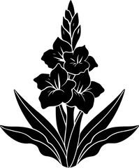 Black Silhouette of a Dogwood Flower - Vector Illustration