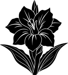 Black Silhouette of a Dogwood Flower - Vector Illustration