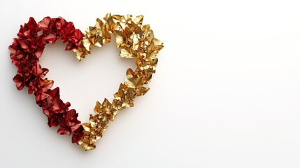 Heart Shaped Decoration Made of Red and Gold Foil Pieces