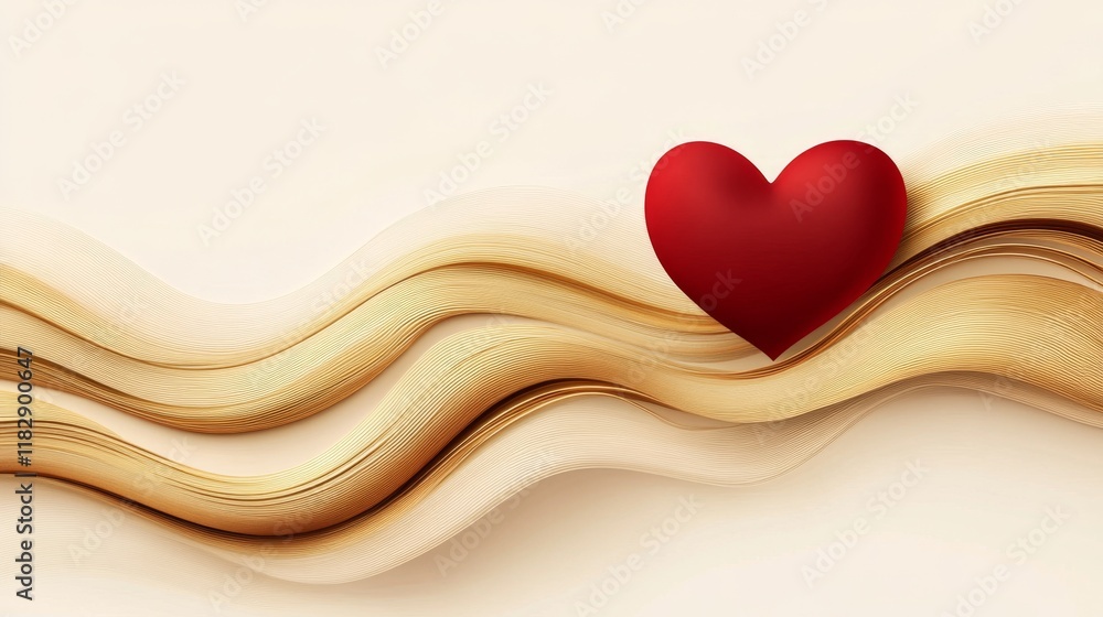 Poster heart shape on abstract wave pattern background for romantic themes