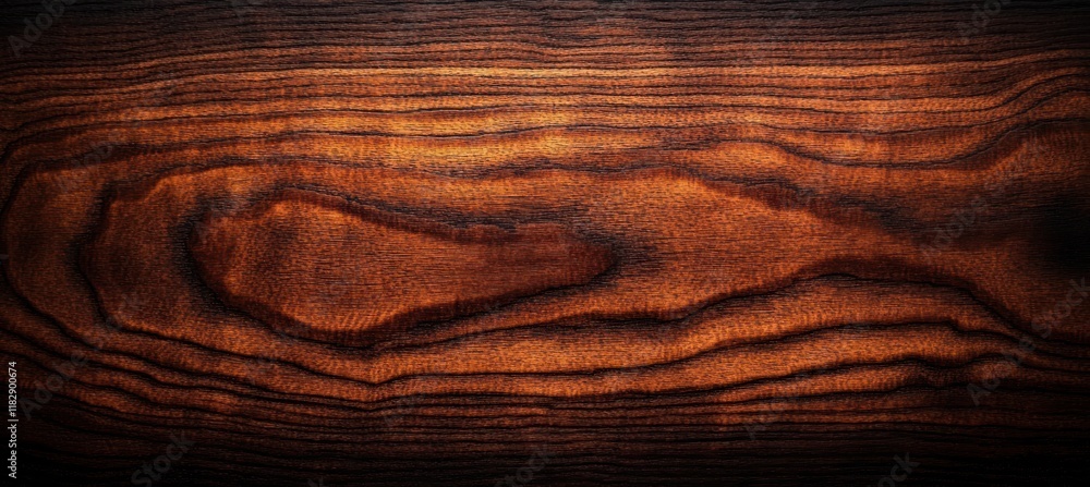Poster Close-up of Walnut Wood Texture with Intricate Grain Patterns and Warm Lighting