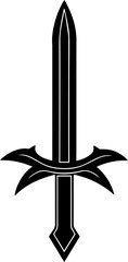 Black Silhouette of a Sword on a White Background - Vector Illustration