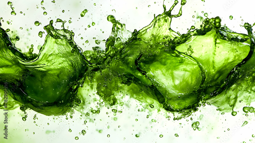 Aufkleber dynamic green liquid splash creates abstract patterns with fluid motion and droplets