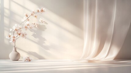 Elegant Flower Arrangement with Soft Natural Light and Drapery
