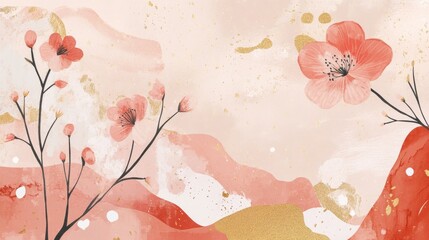 Elegant Floral Design with Soft Pink Tones and Abstract Background