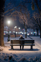 Elderly women on the street in winter on vacation