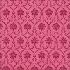 Background paper or fabric, with floral damask and baroque, seamless ornamental pattern