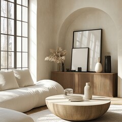 Minimalist Interior Design Scene with Natural Light and Scandinavian Style Elements