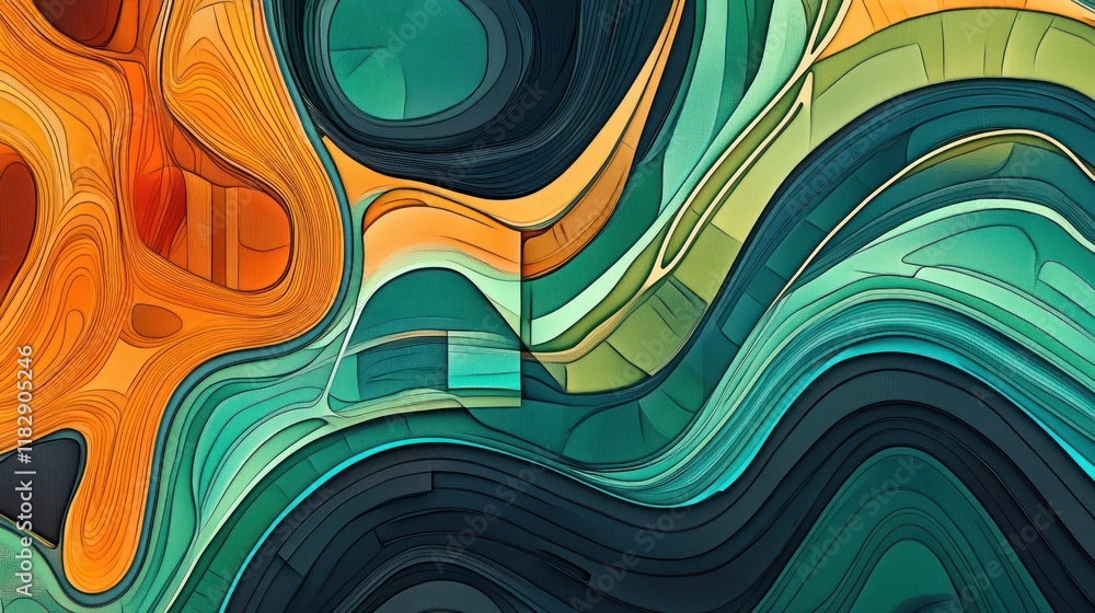 Poster abstract swirling colorful pattern.