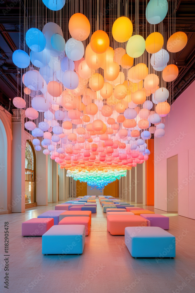 Poster parametric design, a parametric chandelier design featuring interlocking elements, rendered in high 