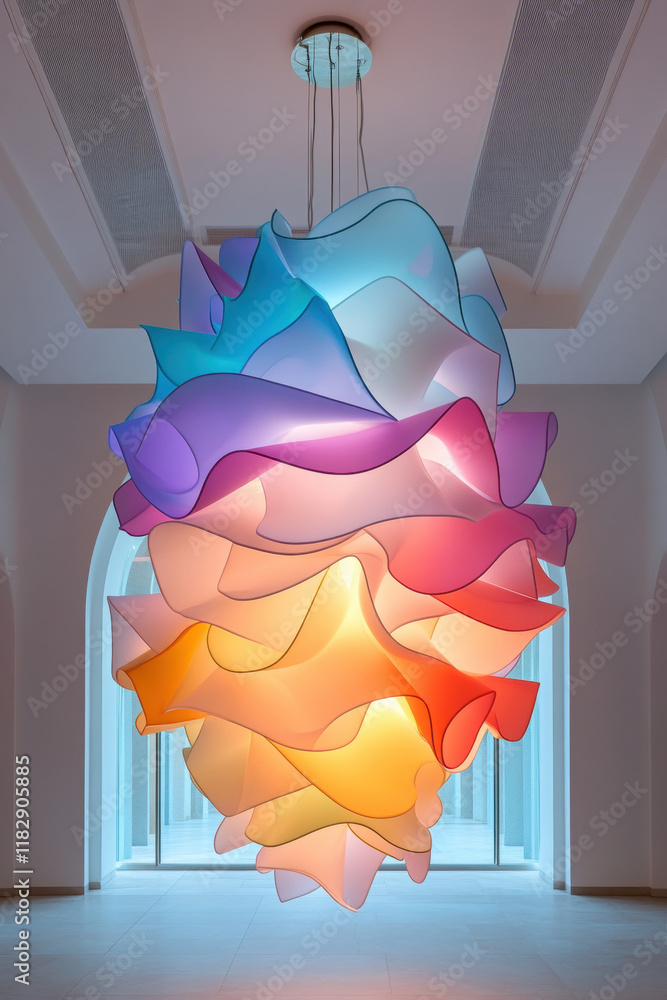 Aufkleber parametric design, a high-fidelity image of a parametric chandelier made of interlocking elements, s
