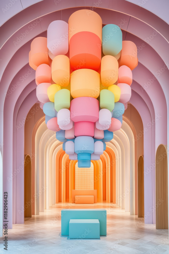 Poster parametric design, a high-fidelity image of a parametric chandelier featuring interlocking designs, 