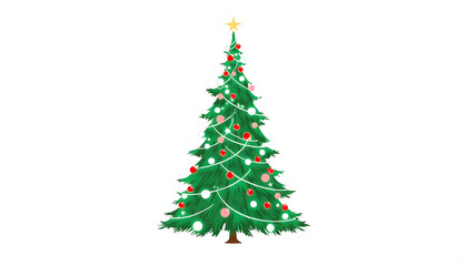 Fototapeta premium PBIR Christmas Tree 02, one line art. isolated with white highlights