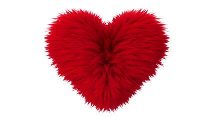 Fluffy Red Heart Perfect for Valentine's Day Cards and Romantic Designs transparency background