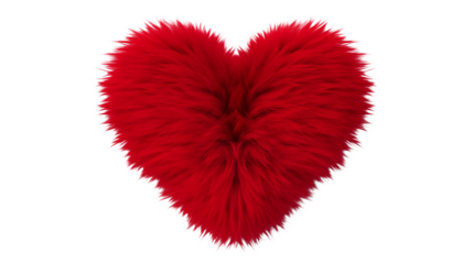 Fluffy Red Heart Perfect for Valentine's Day Cards and Romantic Designs transparency background