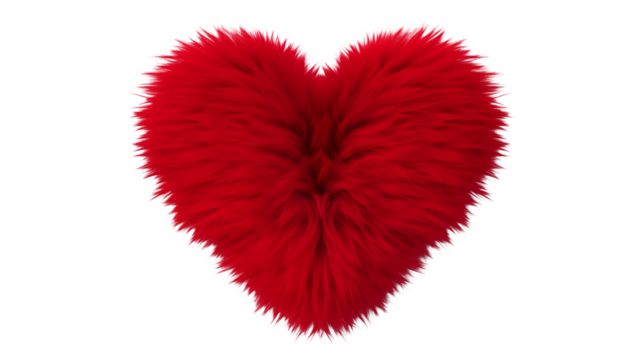 Fluffy Red Heart Perfect for Valentine's Day Cards and Romantic Designs transparency background - Powered by Adobe