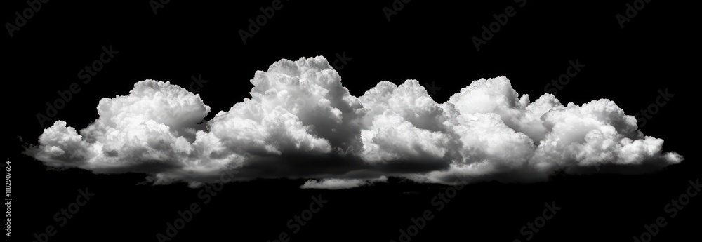 Poster fluffy clouds isolated on deep black background abstract mist fog stream collection