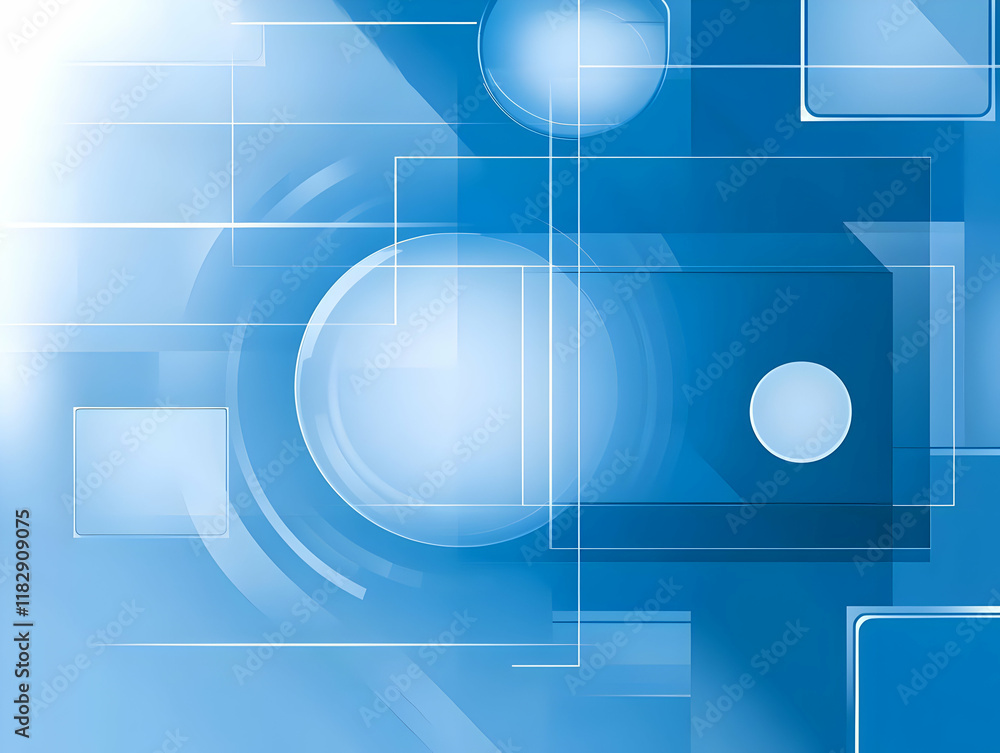 Poster abstract blue background creates a modern and technological design with geometric shapes and smooth 