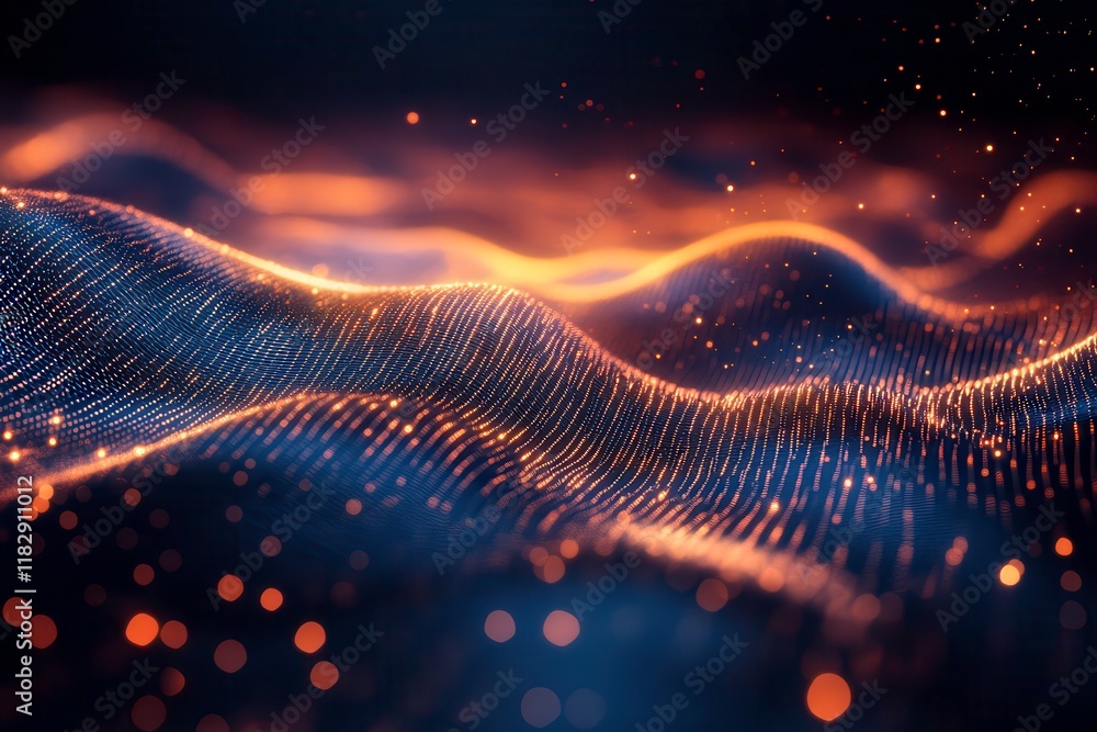 Poster flowing data streams create a vibrant digital landscape symbolizing modern information exchange. gen